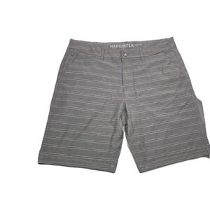 Hang Ten Board Shorts Mens Size 38 Gray Striped Pockets Belt Loops Hybrid